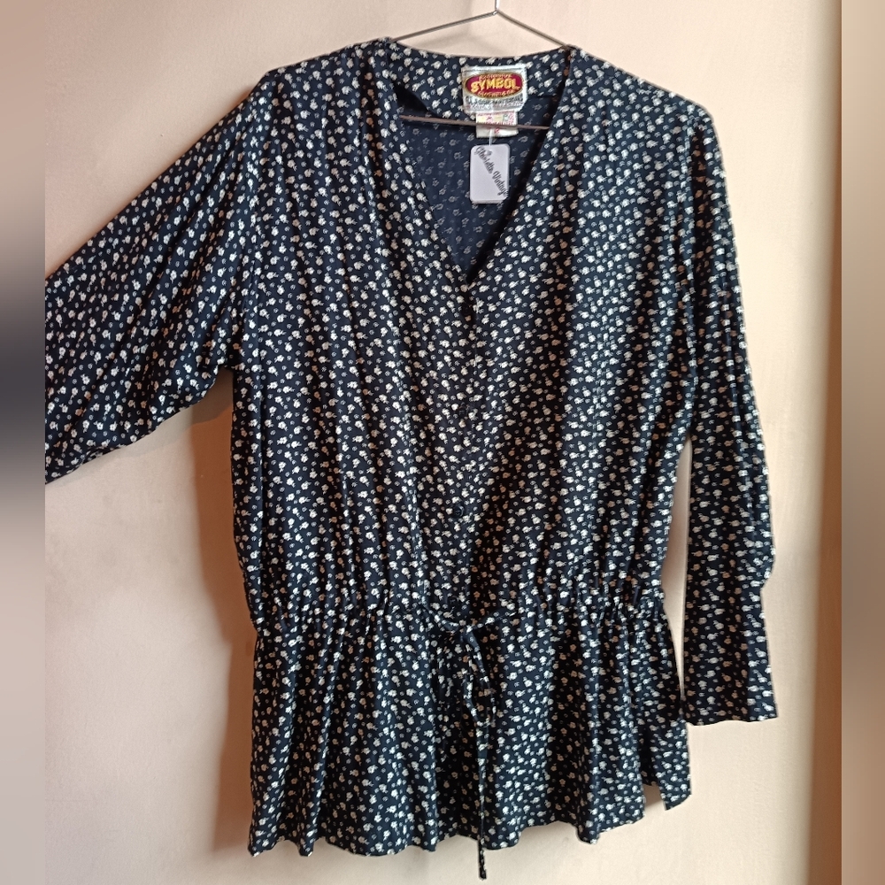Vintage Style Black Floral Blouse